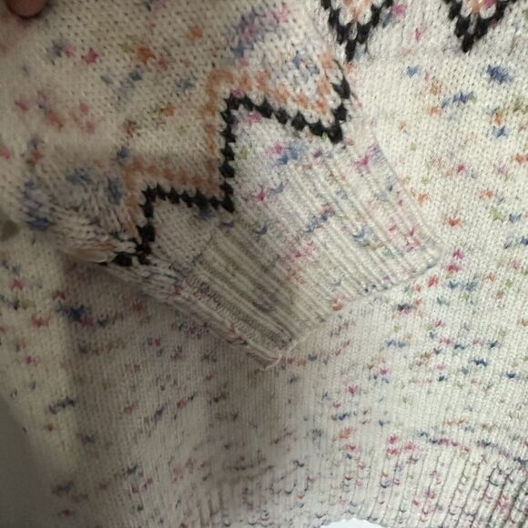 Loft Sweater Womens Large Mock Neck Fair Isle Colorful Specked Knit New - Picture 5 of 11
